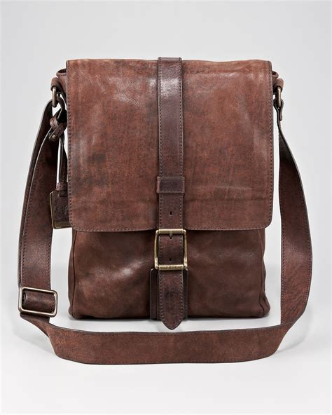 Frye Logan Leather Messenger Bag Small In Brown For Men