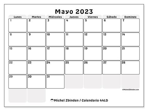 Calendario Mayo De 2023 Para Imprimir “441ld” Michel Zbinden Pe