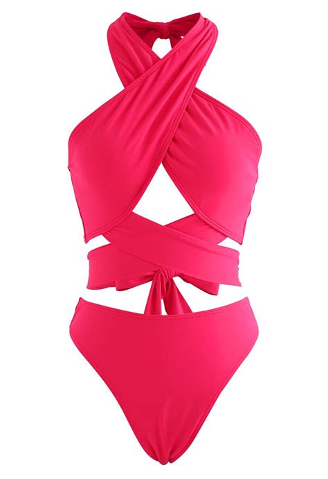 Passionate Red Halter Neck Bikini Set Retro Indie And Unique Fashion
