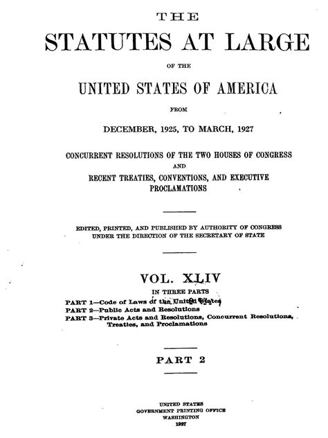 Image 1 Of U S Statutes At Large Volume 44 1925 1927 69th Congress Library Of Congress