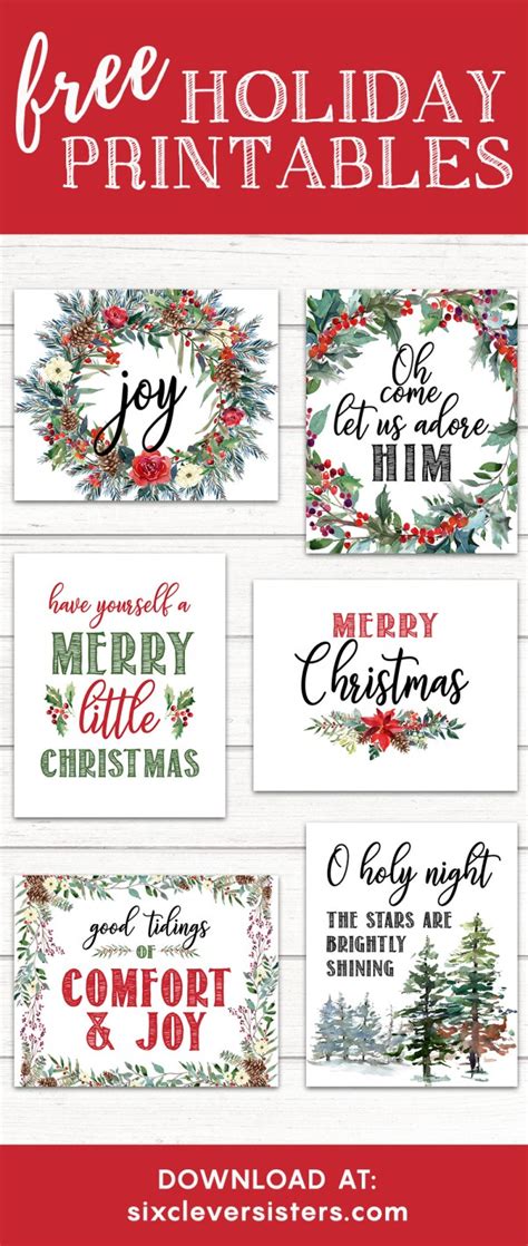 Looking to make an easy banner? 6 FREE Printable Christmas Signs - Six Clever Sisters
