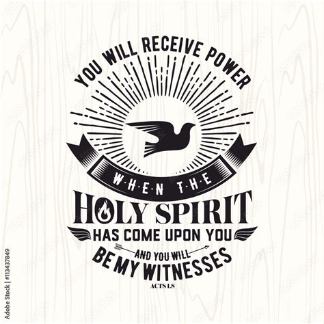 Biblical Illustration Christian Lettering You Will Receive Power When