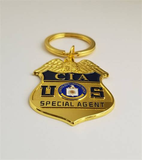 Cia Special Agent Mini Badge Metal Keychain Etsy