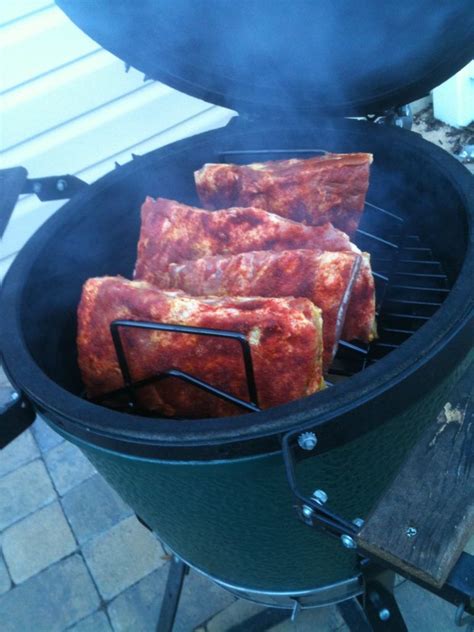 Pork Ribs On The Big Green Egg Recipe Big Green Egg Recipes Green Egg Recipes Pork Ribs