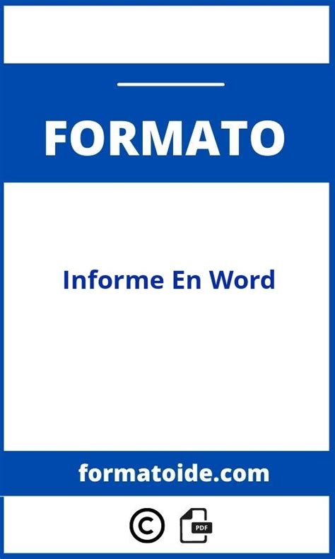 Formato De Informe En Word Pdf Word Modelo