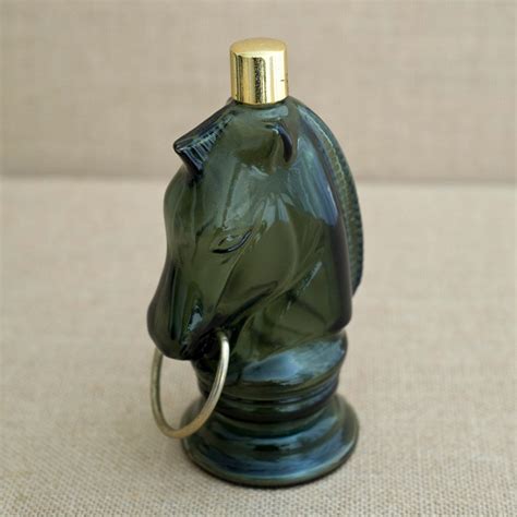 Vintage Green Glass Horse Head Cologne Bottle Avon Collectible By