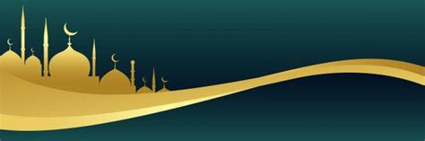 Free Vector Golden Islamic Banner With Mosque Design Mosque Design