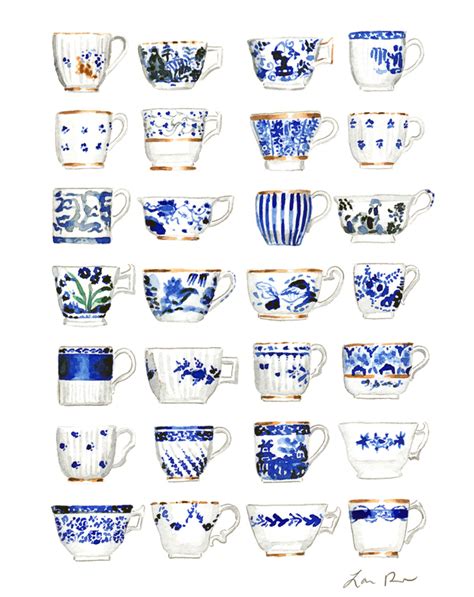 More modern patterns to consider but it s hard to pass up the classics take the ever popular. Blue and White Pattern China Teacups Watercolor Painting ...