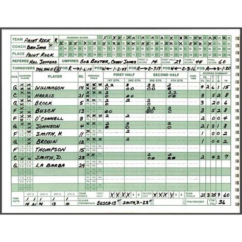 Printable Basketball Scorebook