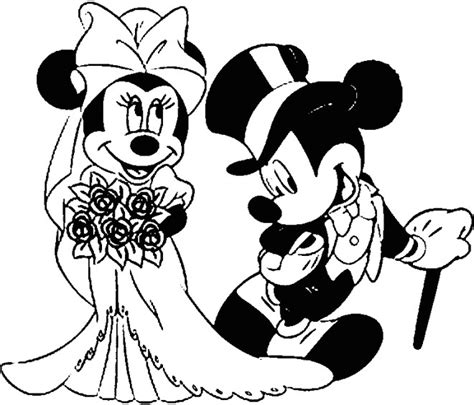 Coloriage Mickey Et Minnie Se Marient Dessin Gratuit à Imprimer