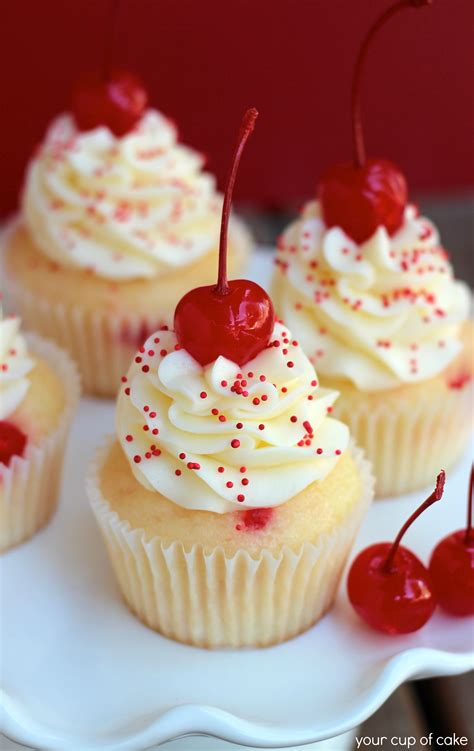 Almond Maraschino Cherry Cupcakes Your Cup Of Cake