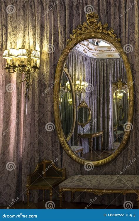 Classic Room Reflected In A Mirror Stock Image Image Of Decor