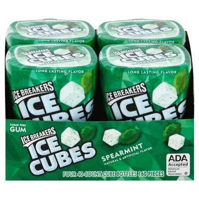 ICE BREAKERS Ice Cubes Spearmint Sugar Free Gum 40 Pcs 4 Pk Sam S
