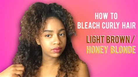 How To Bleach Curly Hair Light Brown Honey Blonde Beautybytommie Youtube