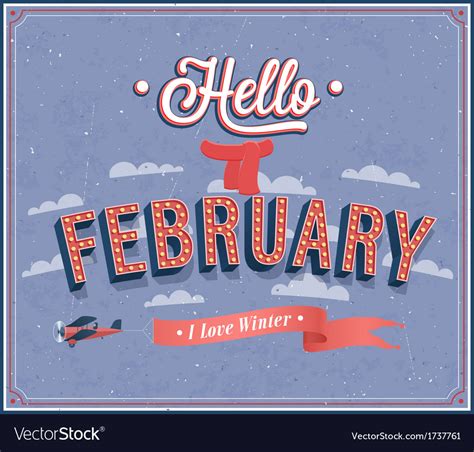 Lettering Hello February Vector Illustration Premium Vector