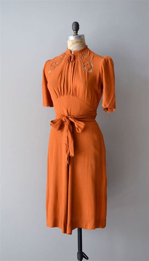 1930s Rayon Crepe Dress Cute But Loose The Sleeves Vestidos Vintage