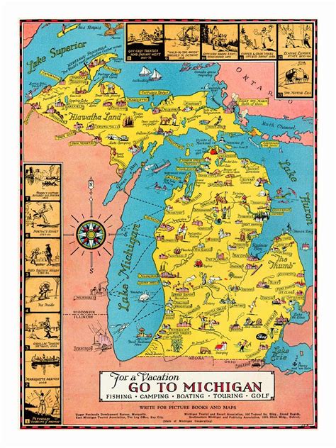 Antique Images Map Of Michigan Map Antique Images