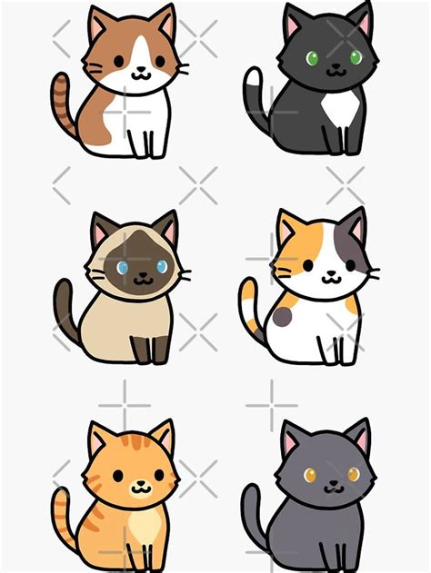 Cats Sticker By Littlemandyart In 2021 Cute Animal Drawings Cute