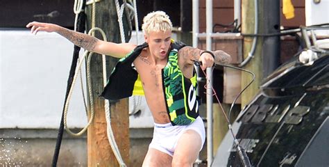 Justin Bieber Goes Wakeboarding In Just His Boxers Ashley Benson