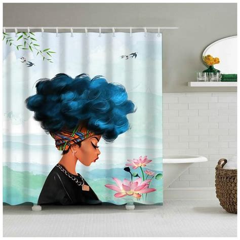 Trendy Afro Black Woman Shower Curtain African American Bathroom Decor Bigprostore
