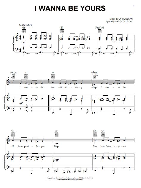 Both things are penalized with some life. I Wanna Be Yours | Sheet Music Direct
