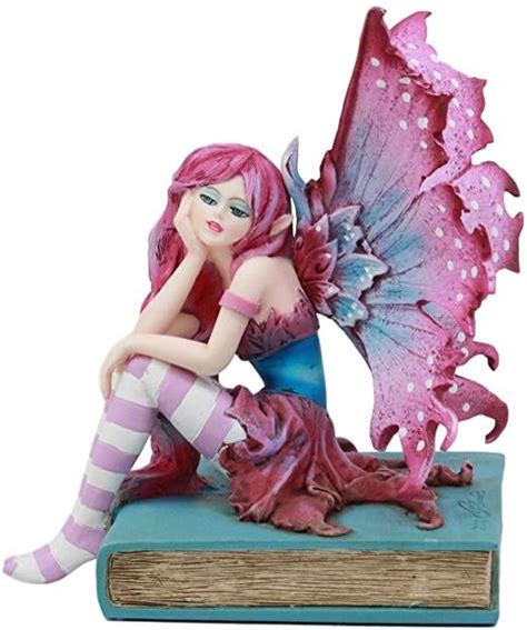 Ebros Amy Brown Missing You Magenta Book Fairy Statue 6 Tall Fantasy