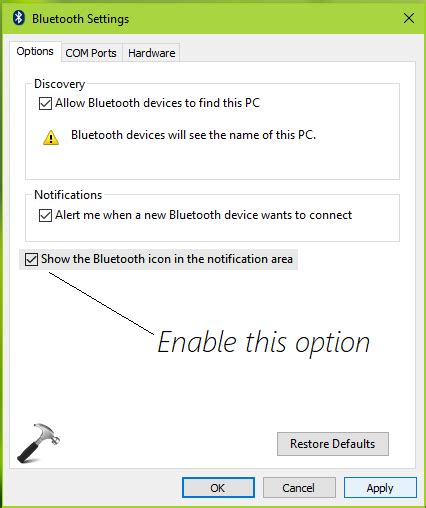 Fix Bluetooth Icon Missing From Windows 10 Taskbar