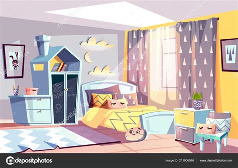 Kid Modern Room Interior Vector Illustration — Stock Vector