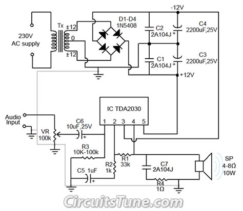 10w Audio Amplifier Circuit By Tda2030 Wiring Diagram Guide