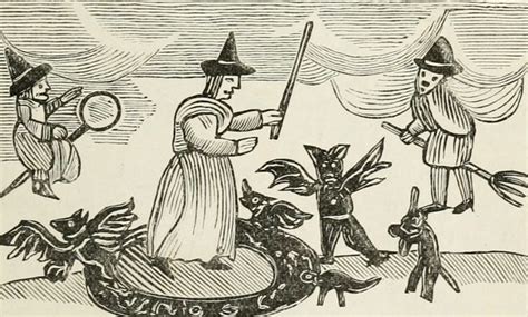 Woodcut From 1720 Showing A Witch Holding A Wand In A Magic Circle And
