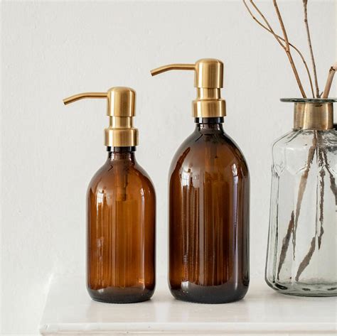Amber Glass Bottle With Metal Pump By Oikku