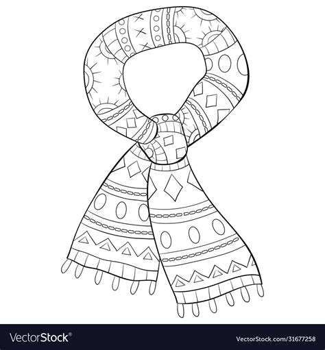 Adult Coloring Bookpage A Christmas Scarf Vector Image