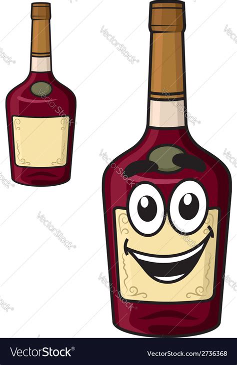 Cartoon smiling alcohol bottle Royalty Free Vector Image