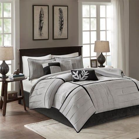 Madison Park Meyers Grey 7 Piece Solid Casual Pattern Comforter Set