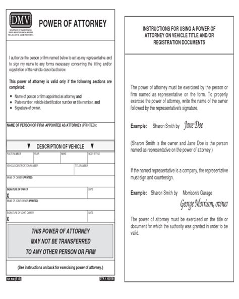 2021 Automobile Power Of Attorney Form Fillable Printable Pdf