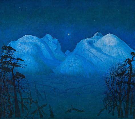 Winter Night In The Mountains Painting By Harald Sohlberg Fine Art