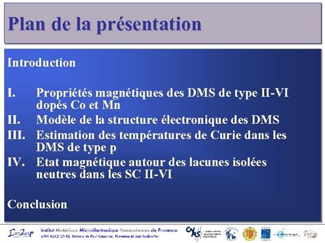 Structure électronique Et Propriétés Magnétiques Des Dms De
