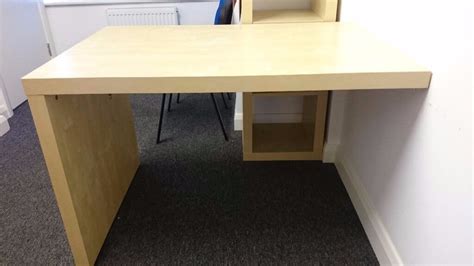 Hidden suspension brackets are included. Kallax (IKEA) birch effect desk, wall mounting. Solid side ...