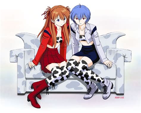 Souryuu Asuka Langley And Ayanami Rei Neon Genesis Evangelion Drawn
