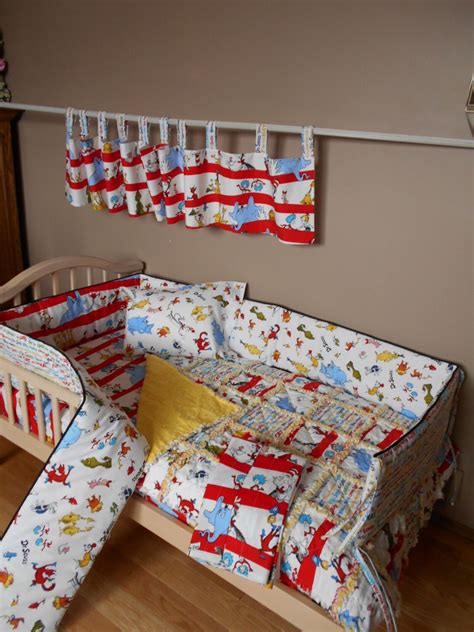 Baby Dr Seuss Fabric Crib Bedding Set Rag Quilt Valance Sheet