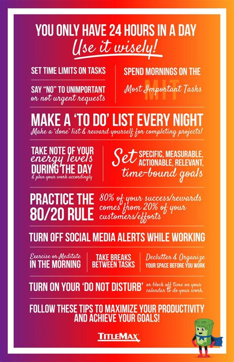 Manage Your Time Wisely TitleMax Productivity Infographic How To Become Infographic