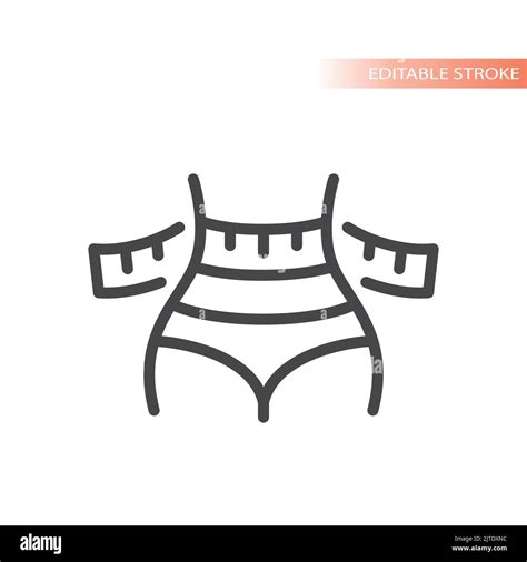 Female Waist And Measuring Tape Line Vector Icon Weight Loss Outlined