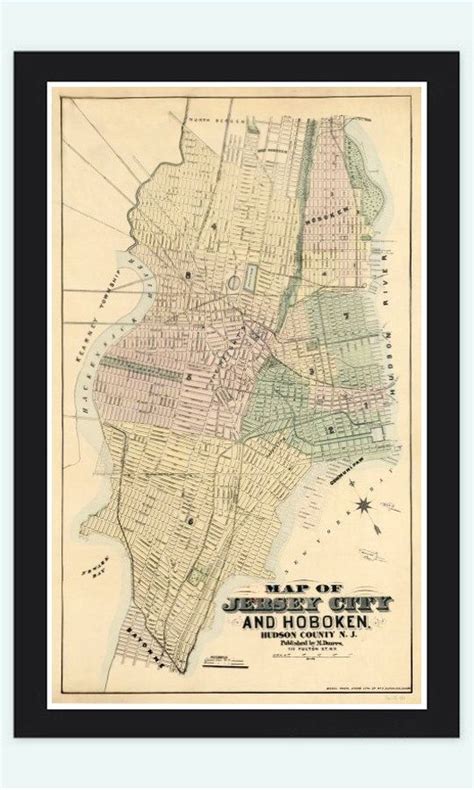 Old Map Of Jersey City And Hoboken Hudson County 1882 Etsy Hoboken