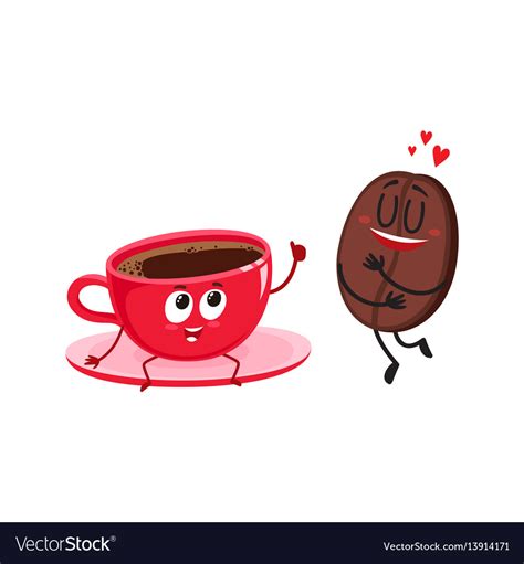 Coffee Bean And Espresso Cup Characters Love Vector Image