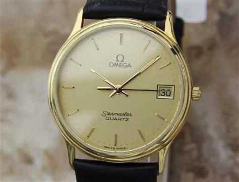 Omega Seamaster 1980s Mens Gold Plated Quartz Watch