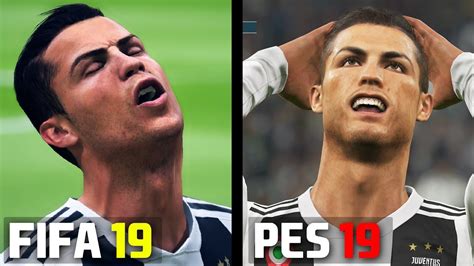 Fifa 19 Vs Pes 2019 Graphics And Player Animation Youtube