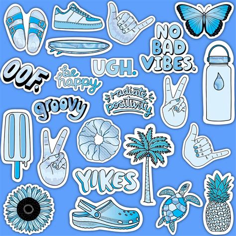 Sheet Of Mini Stickers Blue Aesthetic Stickers Small Miniature 1 X