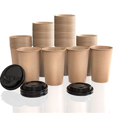 8 Oz Disposable Coffee Cups With Lids For Coffee Beverages And Cold
