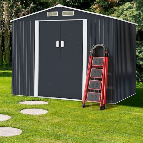 Jaxpety 9 Ft 6 Ft Galvanized Steel Storage Shed In The Metal Storage