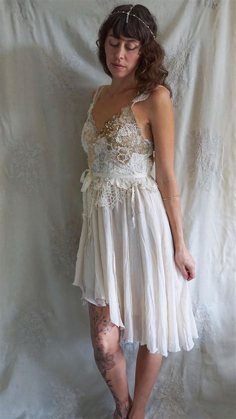 Wood Nymph Dress Wedding Whimsical Short Gown Fairy Woodland Unique